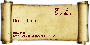 Benz Lajos névjegykártya
